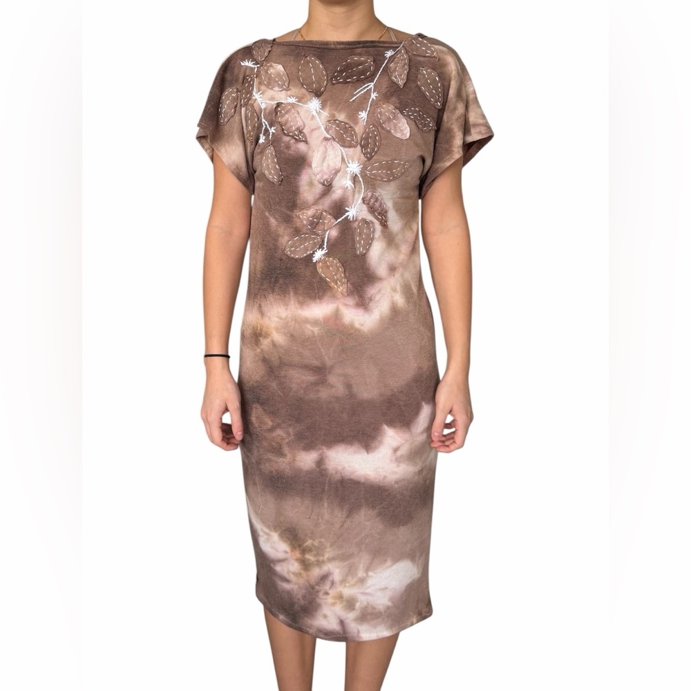 Auntie M Handmade Embroidered Scoop Back Bodycon Midi Dress